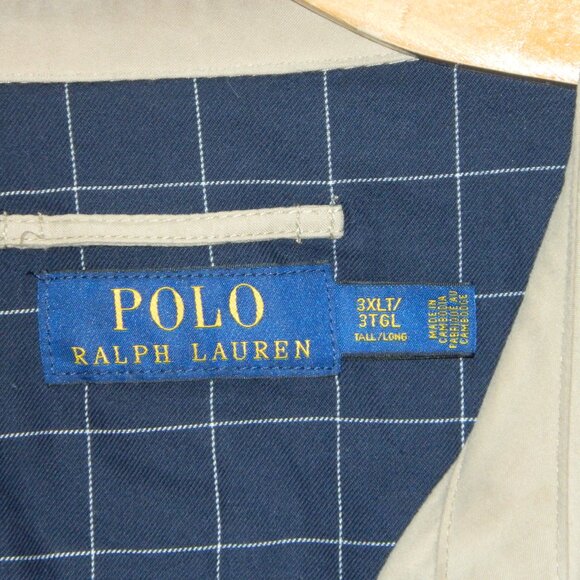 POLO Ralph Lauren Men's Full Zip Up 100% Cotton Khaki Beige Bomber Jacket Sz 3XL - Picture 11 of 16